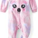 The Children's Place Baby Girls' And Toddler Fleece Zip-front One Piece Footed Pajama ( Size 18-24 Months, Koala Face)
