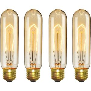 CTKcom E26 40 Watt T10 Tubular Vintage Edison Incandescent Light Bulb, Dimmable Decorative Candelabra 120 Volt Chandelier, Nightlight, Antique Vintage Style Light Bulb, 240 Lumen, Amber Warm 4 Pack