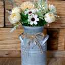 Vintage Galvanized Milk Can, Farmhouse Decorative Flower Vase, Rustic French Country Metal Jug for Home Decor,7.2'' H