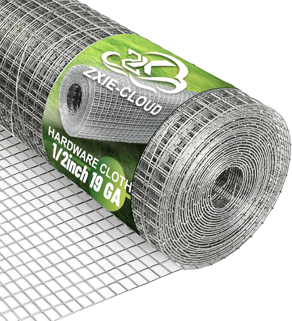 Hardware Cloth 1/2in 19GA Galvanized Wire Mesh Roll Chicken Wire Fence for Chicken Coop, Rabbit/Snake Enclosures & Poultry Animal Cages (1/2inch 12inch x 10feet)