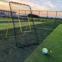 6-Angle Adjustable Volleyball Rebounder Net 7x4ft, High Stable Bounce Back Training Equipment for Practicing Volleying Bumping Spiking with High-Tension Net, PU Volleyball and Pump, Stakes