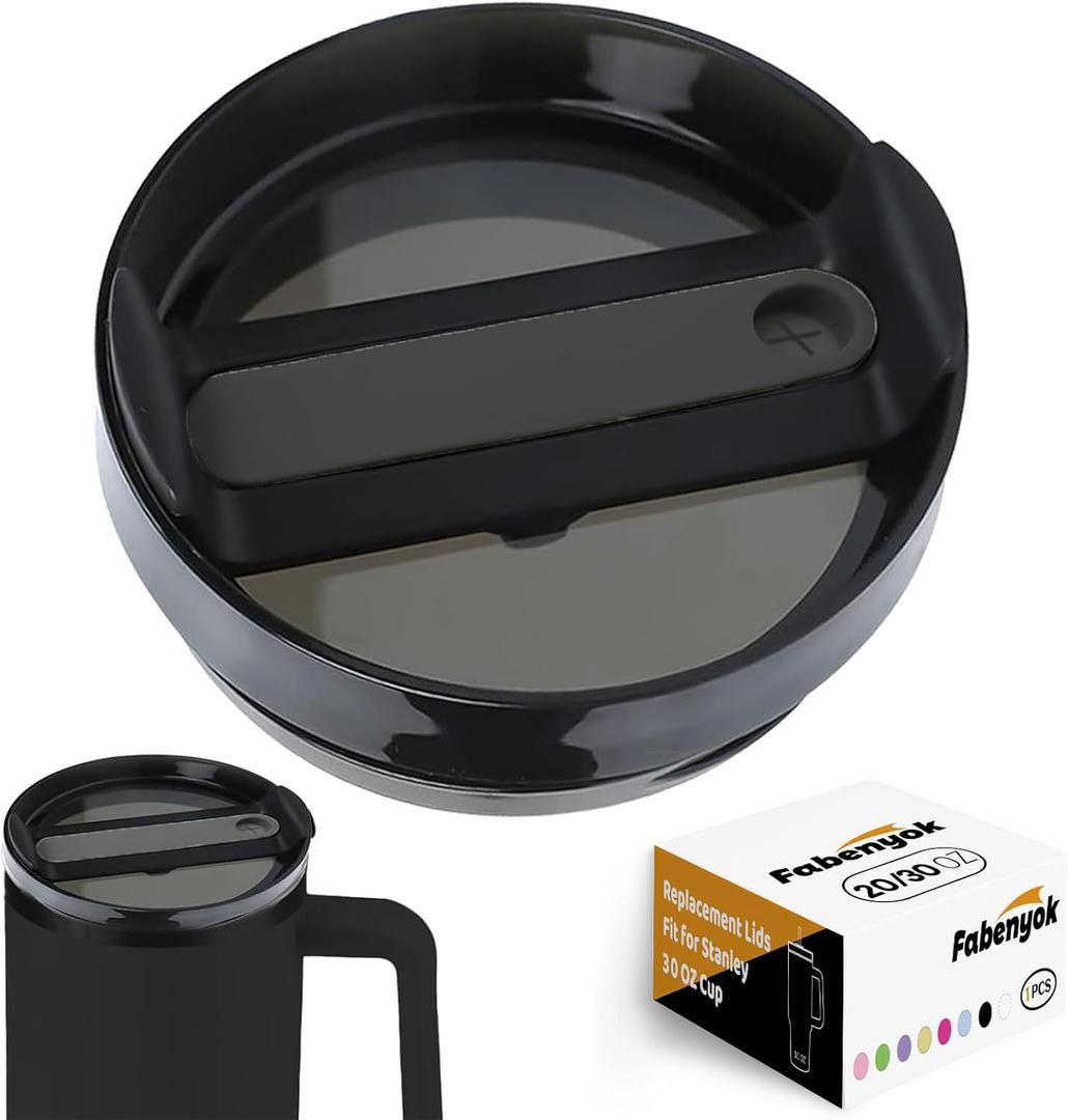 20 OZ 30 OZ Tumbler Lid Replacement Fit for Stanley Cup,1 Pack Clear Replacement Lids, Tumbler Covers for Stanley Cup Accessories (Pure - Black)