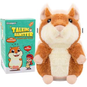 Talking Hamster - Toddler Stuffed Animal Toys for Boys Girls 2 3 4 5 6 Year Old - Repeats What You Say - Interactive Plush Sensory Companion Toy for Kids Birthday Valentines Day Easter Gifts (Brown)