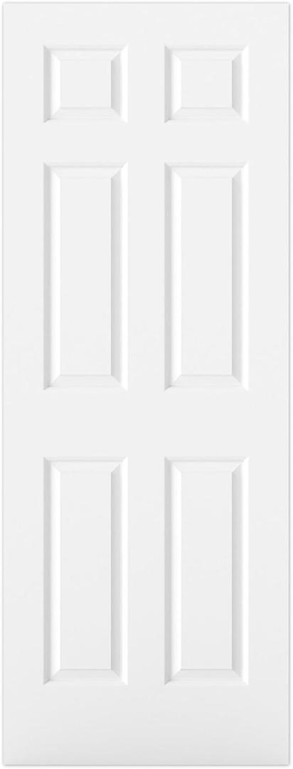 BARNSMITH 30x80 in Raised 6-Panel Textured White Primed Molded Door Slab, Classic Style Paintable Hollow Core Interior Door Panel, for Pocket, Swing, Sliding Door, Durable and Lightweight