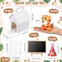 Blueweenly 54 Pcs Adopt a Jungle Animal Theme Party Favor Include 14 Forest Mini Safari Stuffed Animal 15 Hats 14 DIY House Box 1 Mini Chalkboard 10 Fence, Adoption Pet Jungle Birthday Party Supplies