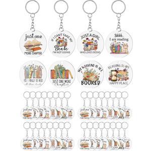 24 Pcs Book Lover Gifts Book Club Acrylic Keychains for Books Lovers Readers Librarian Bookish Club Gifts
