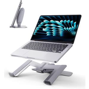 Vaydeer Laptop Stand for Desk, Metal Dual-Mode Design for Desk & Vertical Use, Adjustable Laptop Holder Space Saving Supports MacBook, Chromebook, Surface, Dell (Silver)
