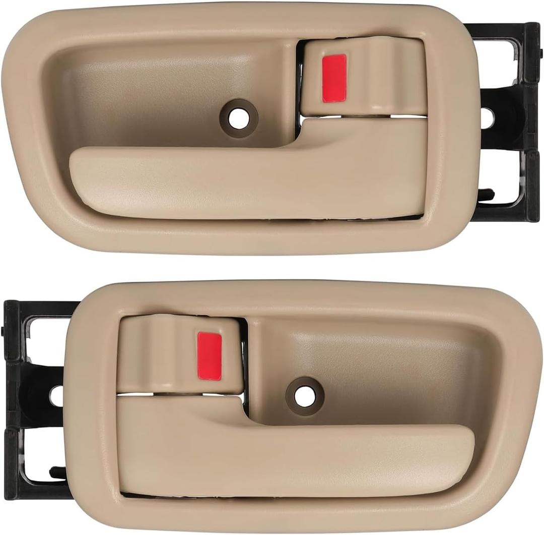 Interior Door Handles with Bezel Fit for Toyota Tundra 2000 2001 2002 2003 2004 2005 2006 Replacement for 692050C010E1 692060C010E1 81257 Left Driver Right Passenger Door Handle (Beige)