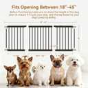 Dog Gate Indoor,18"-45" Adjustable Extra Wide Metal Short Dog Gate to Step Over, 18" Tall Small Pet Gate with 3 Extension Kits, Pressure Mounted Gate for Doorways & Stairs Black