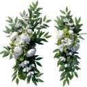 H&S BRIDAL Wedding Arch Flowers, Peony Floral Eucalyptus Greenery Leaves Set of 2 Artificial Flower for Wedding Ceremony Welcome Sign Home Decorations