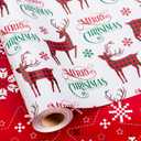 MAYPLUSS Christmas Wrapping Paper Roll - 17IN X 33FT - Gift Wrapping Paper Featuring Merry Christmas Reindeer Reversible Snowflake for Kids, Holiday, New Year