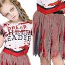 Spooktacular Creations Zombie Halloween Cheerleader Costume, Girls Scary Cheerless Costume, Kids Dead Cheerleading Outfit for Halloween Role Play Themed Parties, Red White, S