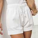 Acelitt 2024 Summer Fashion Casual Shorts Comfy Trendy Drawstring Elastic Waist Beach Linen (White, M)