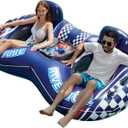 Jasonwell Inflatable River Tube Float - 2 Person Heavy Duty River Float Pool Floats with Removable Cooler Lake Water Tubes for Floating River Raft Lounge Floatie with 2 Cup Holders for Adults (D-Blue)