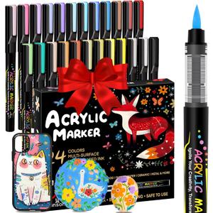 2 x WINSONS 24 Colors Direct Liquid Ink Markers Set  Permanent Acrylic Markers for Multi-Surface Use, Non-Toxic, Ideal for Art, Crafts & DIY Projects (24 Colors)