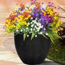 Grunyia 24 Bundles Artificial Flowers for Outdoor Decoration UV Resistant Fake Plastic Plants Faux Boston Fern Artificial Greenery for Summer Indoor Outdoor Garden Patio Window Box Kitchen Home Decor