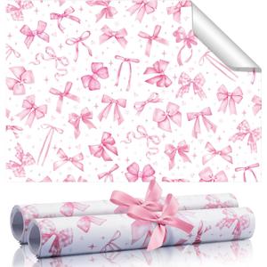 BBTO 20 Sheet Pink Bow Scented Drawer Liners for Dressers 15.8" x 22" Bow Fragrant Cabinet Drawer Liners Non Adhesive Pink Paper Mats for Home Closet Shelf Summer Party Supplies