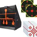 Pellet Gun Target Trap with Center Shot - 12pcs Paper Targets and 4 Resetting Metal Shooting Targets for Airgun, Rifle, Rimfire, Perfect for Backyard, Outdoor, Indoor Shooting Practice