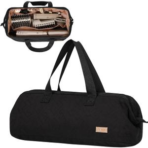NISHEL Hair Tools Travel Carrying Bag, Portable Hair Air Wrap Dryer Case, Hair Dryer/Curling Iron/Air straight Attachment Organizer, Black