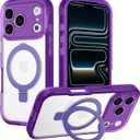 for iPhone 17 Pro Max Case with Magnetic Invisible Stand [Compatible with MagSafe] Military Drop Protection Shockproof Slim Translucent Skin-Touch Case Cover Violet