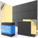 20 Pack Acoustic Panels with Self Adhesive, 12" X 12" X 0.4" High Density Sound Proof Foam Panels for Walls, Soundproof Wall Panels, Square Sound Absorbing Panels for Home Studio Office Decor - Black