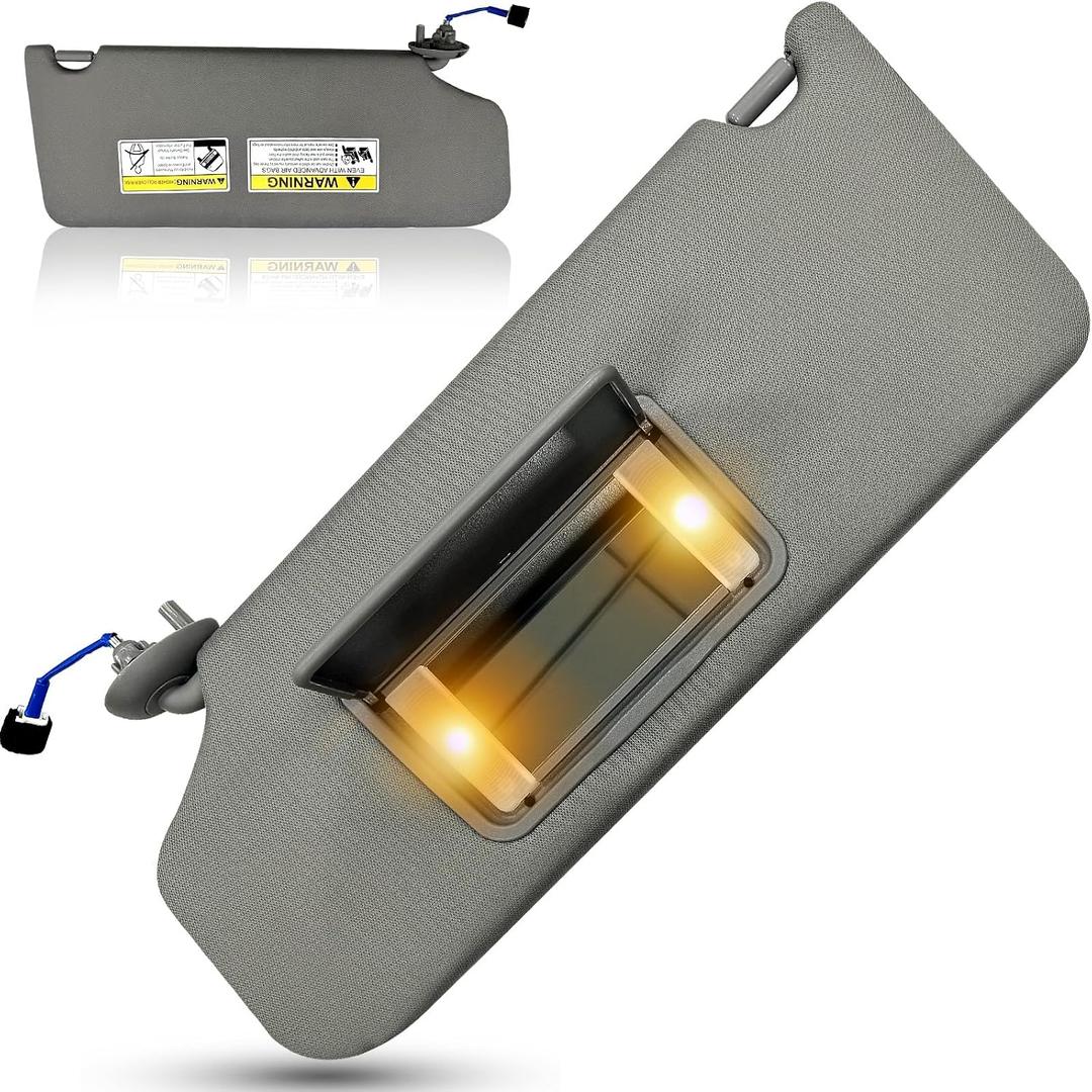 Left Driver Side Sun Visor for Honda Pilot 2009 2010 2011 2012 2013 2014 2015 Replace 83280-SZA-A01ZA with Vanity Light/with Makeup Mirror (Driver Left Side(Grey))