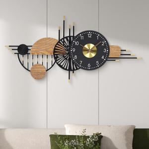 Elegant Housewarming Gift: 39x19 Inches Modern Large Wall Clocks for Living Room Decor, Silent Non-Ticking Battery Operated Decorative Analog Clock for Bedroom, Office, Kitchen, Entryway