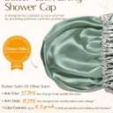 Yanibest Satin Lined Shower Cap for Women Reusable Waterproof, Frizz Free & Large Bath Cap with Soft Elastic Band, Luxury Hair Protection Caps (Green Leaves)