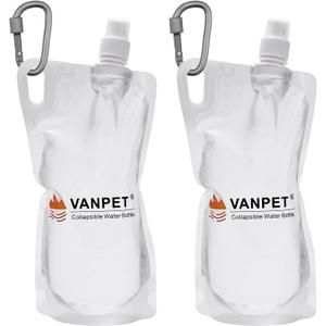 1L Hiking Collapsible Water Bottles, 33OZ BPA-Free Plastic Flasks, Reusable Drink Bags, Foldable Backpacking Water Bottle for Travel Camping Hiking (2-Pack)