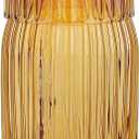 elle decor Ribbed Bedside Water Carafe with Tumbler Set | Ribbed Glass Pitcher and Matching Drinking Glass Doubles as Lid | 39-Ounce Jug for Guest Room, Office, or Gift | 4 x 9.5 (Amber)