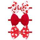 Baby Girl Bows Valentines Headbands Red Love Heart Hairbands 4.5'' Hair Bow Elastic Nylon Hairbands Hair Accessories for Newborn Infant Toddler 3Pcs (12-VD-Red)