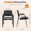 OLIXIS Office Waiting Room Chairs Set of 2, Leather Desk Reception Guest Stationary Side Chair with Padded Arms for Home Conference Lobby Medical Clinic