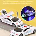 Toy Cars, Police Car Toys for Boys 3-5, Police Car Spinning Toy with Music Lights and Siren, Automatic Door Opening Spin Toy for Outdoor Indoor Kids Gifts (White), Medium