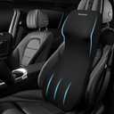 One-Piece Car Seat Lumbar Support Pillow and Neck Pillow, Memory Foam Pillow for Back Pain Relief, Ergonomic Car Pillow for Driving Seat Office Chair, Black