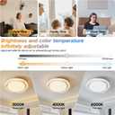 Enclosed Bladeless Ceiling Fan with Light and Remote Control, Three Adjustable Lighting Levels, White, Suitable for Study Room, Dining Room, Laundry Room