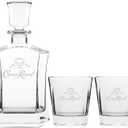 Crown Royal Whiskey Decanter with 2 Drinking Glasses | Whisky Decanter Set for Men and Women | Compatible (Clear)