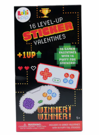 16 Level-Up Sticker Valentines, 4 Pack