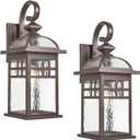2-Pack Porch Lights Outdoor Waterproof Exterior Lighting Fixtures ORB Finish Wall Light with Water Ripple Glass Modern Outside Lights for House Garage Patio and Doorway