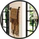 Growsun 24'' Black Round Mirror, Circle Wall Mirror for Bathroom Vanity, Entryway Living Room with Metal Frame for Home Decor
