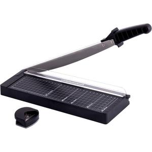 TIANSE Paper Cutter 12 Inch Paper Cutter Guillotine with 8 to 10 Sheet Capacity Safety Blade Lock Heavy Duty Paper Trimmer for Cardstock Cutting Board Paper Cutter Slicer for Home Office School Black