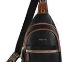 Prite Leather Crossbody Sling Bag for Women - Travel Fanny Pack Chest Purse (Black)