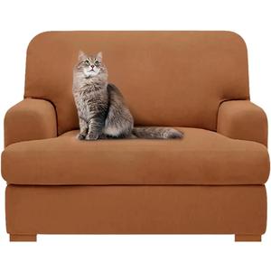 molasofa T Cushion Chair Slipcover with 1 Individual T Cushion Shape Seat Cover for Home Dcor, 2 Pieces Stretchable, Washable, Non-Pilling, Non-Slip Chair Cover (Armchair,Brown)