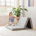 MLILY Tri-Fold Memory Foam Topper, 4 inch Single Folding Mattress Topper with Collapsible and Washable Cover, Travel and Guest Mat, 75"25"4", Grey