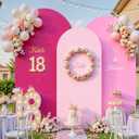 Wedding Arch Backdrop Cover 6FT 6.6FT 7.2FT, Gradient Pink Arch Covers Set of 3 Stretchy Backdrop Spandex Arch Stand Covers for Birthday Balloon Party Ceremony Banquet Baby Shower Decoration