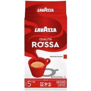 Lavazza Qualità Rossa Ground Coffee, Medium Roast, Arabica and Robusta Blend, 8.8 oz Brick, Set of 3