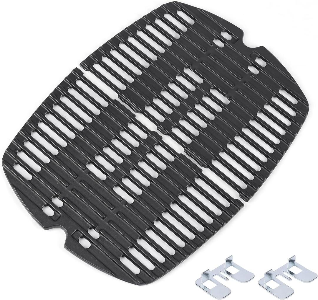 7644 Grill Grates for Weber Q100, Q1000, Q1200, Q120, Q1400, 516001, 516002, 50060001, 51010001, 51060001, Baby Q Cast Iron Grill Parts-2 Pack (Small (Fits Q 100/1000 series))