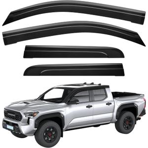 JOYTUTUS Low Profile Rain Guards Compatible with 2024 2025 2026 Tacoma Double Cab Outside Mount Window Vent Visor Tape-On Window Deflectors Vent Shades 4th Gen Tacoma Accessories