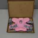 PHOEPET No Pull Dog Harness, Unique Colors Reflective Adjustable Dog Vest, with Soft Training Handle Metal Clips for Small Medium Large Dogs (Baby Pink Base & Grey Straps,M)