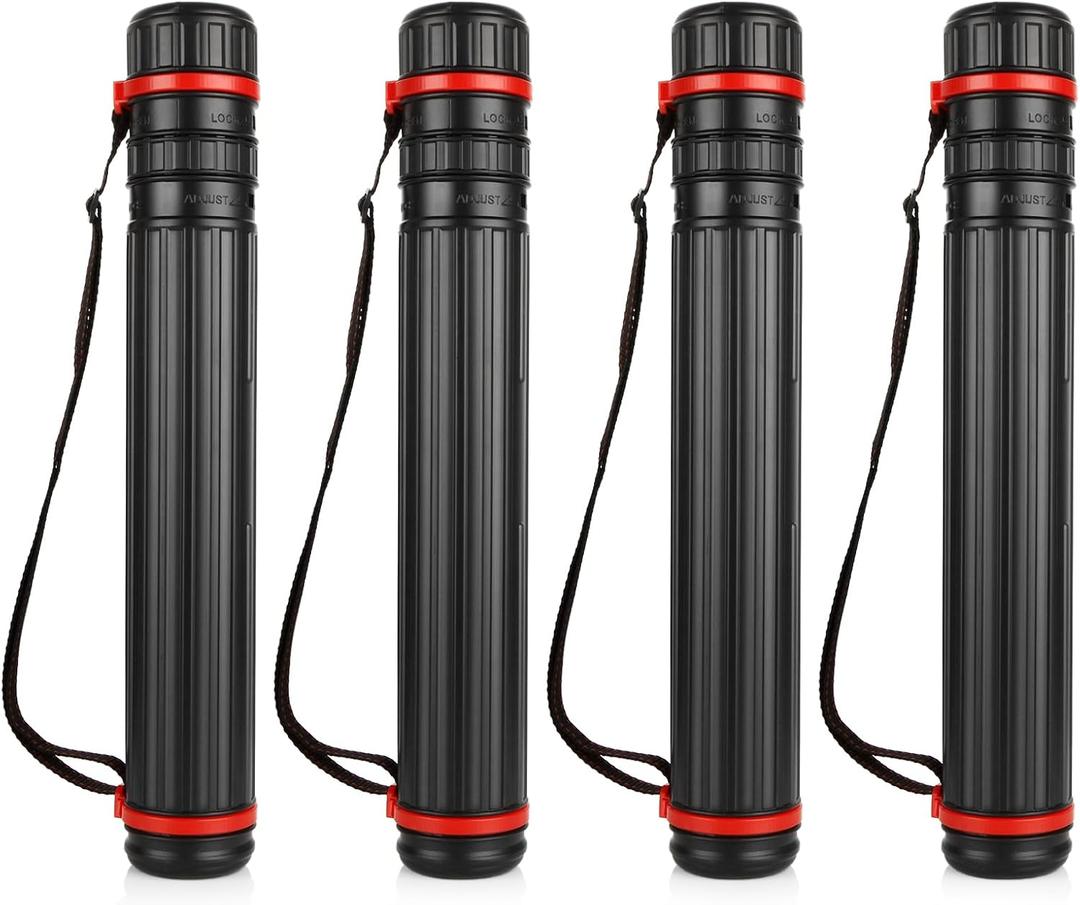 DAJAVE 4 Pack Extendable Poster Tubes, Expand from 17 to 28 Inch, Poster Tube with Strap, Black Telescoping Art Drafting Tube, Round Poster Holder Tube for Carrying Artworks Scrolls Blueprint