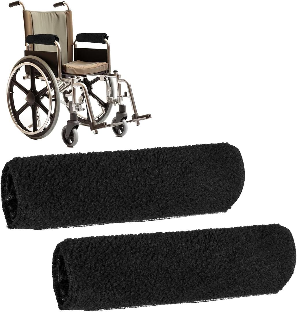 2 Pcs Wheelchair Armrest Pads Covers, Non-Slip Widened Self Adhesive Armrest Strips, Washable Comfortable and Protective for wheelchairs Office Chairs armchairs